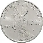 Repubblica Italiana Repubblica Italiana Lire 1946 2001Emissioni in argento confezionate 500 lire 1987 Giacomo Leopardi 29 mm 10,945 11,055 g Ag rovescio