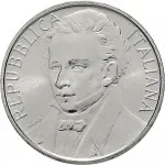 Repubblica Italiana Repubblica Italiana Lire 1946 2001Emissioni in argento confezionate 500 lire 1987 Giacomo Leopardi 29 mm 10,945 11,055 g Ag dritto
