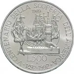 Repubblica Italiana Repubblica Italiana Lire 1946 2001Emissioni in argento confezionate 500 lire 1989 Scoperta dell'America 1 tipo 29 mm 10,945 11,055 g Ag rovescio