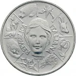 Repubblica Italiana Repubblica Italiana Lire 1946 2001Emissioni in argento confezionate 500 lire 1991 Flora e fauna da salvare 1 tipo 32 mm 14,945 15,055 g Ag dritto