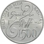 Repubblica Italiana Repubblica Italiana Lire 1946 2001Emissioni in argento confezionate 500 lire 1992 Gioacchino Rossini 32 mm 14,945 15,055 g Ag rovescio