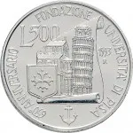 Repubblica Italiana Repubblica Italiana Lire 1946 2001Emissioni in argento confezionate 500 lire 1993 Universit di Pisa 1 tipo 32 mm 14,945 15,055 g Ag rovescio