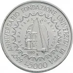 Repubblica Italiana Repubblica Italiana Lire 1946 2001Emissioni in argento confezionate 5.000 lire 1993 Universit di Pisa 2 tipo 32 mm 17,91 18,09 g Ag rovescio