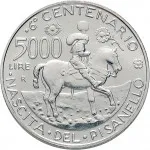 Repubblica Italiana Repubblica Italiana Lire 1946 2001Emissioni in argento confezionate 5.000 lire 1995 Pisanello 32 mm 17,91 18,09 g Ag rovescio