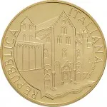 Repubblica Italiana Repubblica Italiana Lire 1946 2001Emissioni in oro confezionate 100.000 lire 1997 Basilica di San Nicola 25 mm 14,925 15,075 g Au dritto