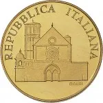 Repubblica Italiana Repubblica Italiana Lire 1946 2001Emissioni in oro confezionate 100.000 lire 1999 Basilica di San Francesco 25 mm 14,925 15,075 g Au dritto