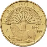Repubblica Italiana Repubblica Italiana Lire 1946 2001Emissioni in oro confezionate 50.000 lire 1999 Duomo di Modena 20 mm 7,4625 7,5375 g Au rovescio