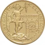 Repubblica Italiana Repubblica Italiana Lire 1946 2001Emissioni in oro confezionate 50.000 lire 2000 Benvenuto Cellini 20 mm 7,4625 7,5375 g Au rovescio