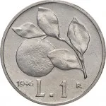 Repubblica Italiana Repubblica Italiana Lire 1946 2001Monetazione del primo periodo fino al 1950 1 lira 1946 1950 Ramo di arancio 21.6 mm 1,225 1,275 g It rovescio