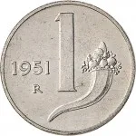Repubblica Italiana Repubblica Italiana Lire 1946 2001Monetazione del secondo periodo dal 1951 1 lira 1951 2001 Cornucopia 17.2 mm 0,613 0,637 g It rovescio
