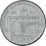 Repubblica Italiana Repubblica Italiana Lire 1946 2001Monetazione del secondo periodo dal 1951 100 lire 1981 Palazzo Accademia navale 27.8 mm 7,8 8,2 g Ac rovescio
