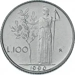Repubblica Italiana Repubblica Italiana Lire 1946 2001Monetazione del secondo periodo dal 1951 100 lire 1990 1992 Minerva 2 tipo 18.3 mm 3,4 3,2 g Ac dritto
