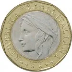 Repubblica Italiana Repubblica Italiana Lire 1946 2001Monetazione del secondo periodo dal 1951 1.000 lire 1997 2001 Geografia 2 tipo 27 mm 8,5 9,2 g Ba CuNi dritto