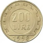 Repubblica Italiana Repubblica Italiana Lire 1946 2001Monetazione del secondo periodo dal 1951 200 lire 1977 2001 Ingranaggio dentato 24 mm 4,9 5,1 g Ba rovescio