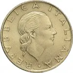 Repubblica Italiana Repubblica Italiana Lire 1946 2001Monetazione del secondo periodo dal 1951 200 lire 1977 2001 Ingranaggio dentato 24 mm 4,9 5,1 g Ba dritto