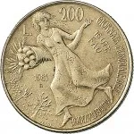 Repubblica Italiana Repubblica Italiana Lire 1946 2001Monetazione del secondo periodo dal 1951 200 lire 1981 Villa Lubin 24 mm 4,9 5,1 g Ba rovescio