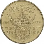 Repubblica Italiana Repubblica Italiana Lire 1946 2001Monetazione del secondo periodo dal 1951 200 lire 1997 Stemma Lega navale italiana 24 mm 4,9 5,1 g Ba rovescio