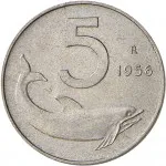 Repubblica Italiana Repubblica Italiana Lire 1946 2001Monetazione del secondo periodo dal 1951 5 lire 1951 2001 Delfino 20.2 mm 0,98 1,02 g It rovescio