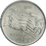 Repubblica Italiana Repubblica Italiana Lire 1946 2001Monetazione del secondo periodo dal 1951 500 lire 1961 Italia seduta 29 mm 10,945 11,055 g Ag rovescio