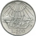 Repubblica Italiana Repubblica Italiana Lire 1946 2001Monetazione del secondo periodo dal 1951 500 lire 1965 Dante Alighieri 29 mm 10,945 11,055 g Ag rovescio