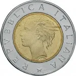 Repubblica Italiana Repubblica Italiana Lire 1946 2001Monetazione del secondo periodo dal 1951 500 lire 1993 Monogramma Banca d'Italia 25.8 mm 6,65 6,95 g Ac Ba dritto
