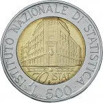 Repubblica Italiana Repubblica Italiana Lire 1946 2001Monetazione del secondo periodo dal 1951 500 lire 1996 Palazzo ISTAT 25.8 mm 6,65 6,95 g Ac Ba rovescio