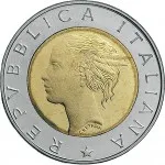 Repubblica Italiana Repubblica Italiana Lire 1946 2001Monetazione del secondo periodo dal 1951 500 lire 1999 Elezioni Parlamento europeo 25.8 mm 6,65 6,95 g Ac Ba dritto