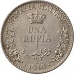 Somalia Italiana Vittorio Emanuele III di Savoia 1900 1936 Re Periodo anteriore alla riforma monetaria del 1925 1 rupia 1910 1921 Valore 30 mm 11,49 11,722 g Ag rovescio