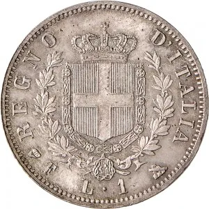Vittorio Emanuele II di Savoia 1861 1878 Regno d'Italia 1 lira 1861 1862 Scudo sannitico 1 tipo 23 mm 4,47 5,02 g Ag rovescio