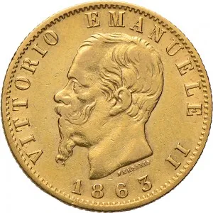 Vittorio Emanuele II di Savoia 1861 1878 Regno d'Italia 20 lire