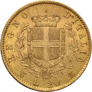 Vittorio Emanuele II di Savoia 1861 1878 Regno d'Italia 20 lire