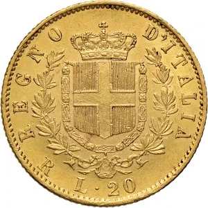 Vittorio Emanuele II di Savoia 1861 1878 Regno d'Italia 20 lire