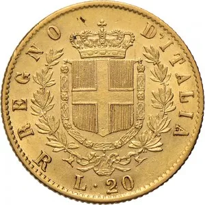 Vittorio Emanuele II di Savoia 1861 1878 Regno d'Italia 20 lire