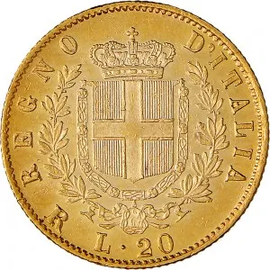 Vittorio Emanuele II di Savoia 1861 1878 Regno d'Italia 20 lire