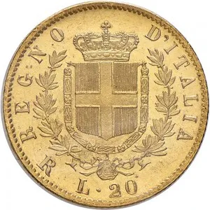 Vittorio Emanuele II di Savoia 1861 1878 Regno d'Italia 20 lire