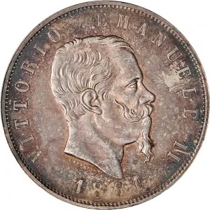 Vittorio Emanuele II di Savoia 1861 1878 Regno d'Italia 5 lire 1861 1878 Scudo sannitico 2 tipo 37 mm 24,80 25,05 g Ag dritto