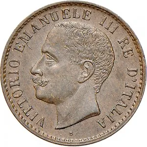 Vittorio Emanuele III di Savoia 1900 1936 Re Regno d'Italia 1 centesimo 1902 1908 Valore entro semicorona di alloro e quercia 15 mm 0,985 1,015 g dritto