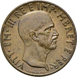 Vittorio Emanuele III di Savoia 1939 1943 Regno d'Albania 2 periodo 0,05 lek 1940 Anno XVIII 1941 Anno XIX Ramo di quercia 19,5 mm 2,508 3,392 g Ba dritto