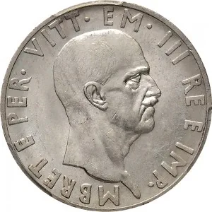 Vittorio Emanuele III di Savoia 1939 1943 Regno d'Albania 2 periodo 10 lek 1939 Anno XVII Aquila bicipite 27 mm 9,452 10,050 g Ag dritto