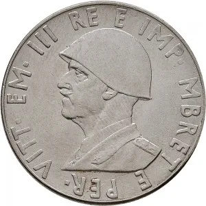Vittorio Emanuele III di Savoia 1939 1943 Regno d'Albania 2 periodo 2 lek 1939 Anno XVIII 1941 Anno XIX Aquila bicipite 29,6 mm 9,8 10,2 g Ac dritto
